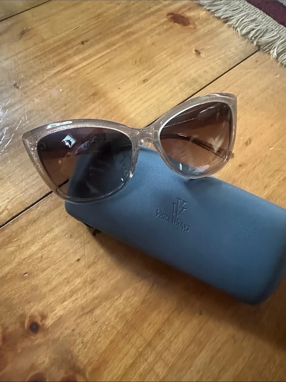 Vera Wang Cat Eye Sunglasses in Sparkling Gold with Brown Lenses